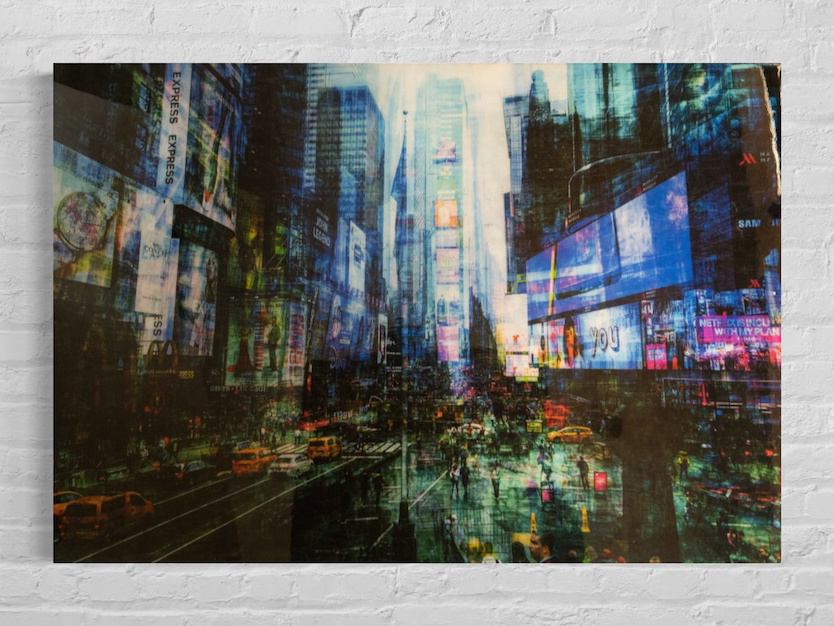 New York cityscape contemporary mixed media art