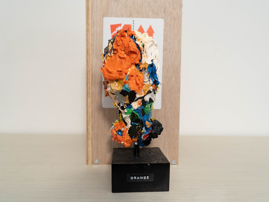 Orange abstract sclpture contemporary portrait 